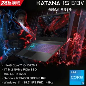 MSI微星 Katana 15 B13VFK-1471TW(i5-13420H/16GB/RTX4060-8G/1T SSD/W11/FHD/144Hz/15.6)筆電新北筆電收購